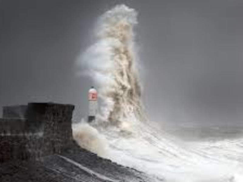 Lighthouse Storm Huge Wave